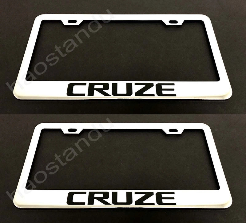 2x CRUZE STAINLESS Chrome License Plate Frame w/screw Caps*