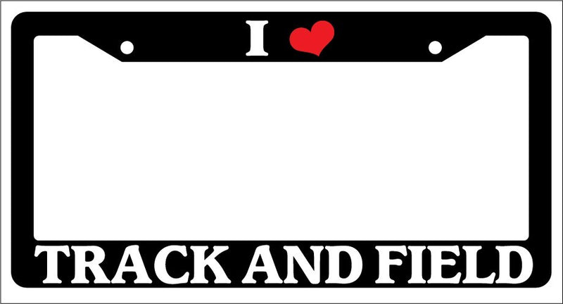 Black License Plate Frame "I Heart Track and Field" Auto Accessory Novelty  Mod-GRAPH9856236-2902