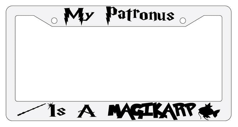 My Patronus is A Magikarp White Plastic License Plate Frame Auto Accessory  Mod-GRAPH9856236-3543