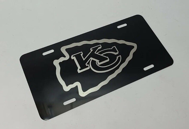 KC Chiefs Kanas City aluminum license plate laser etched car front tag Man Cave