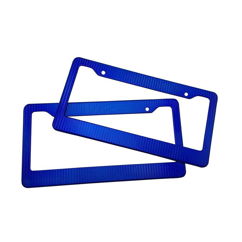 2 x JDM Blue Carbon Fiber Look License Plate Frame Cover Front & Rear US Size