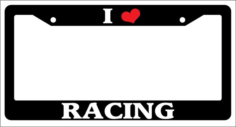 Black License Plate Frame "I Heart Racing" Auto Accessory Novelty  Mod-GRAPH9856236-2891
