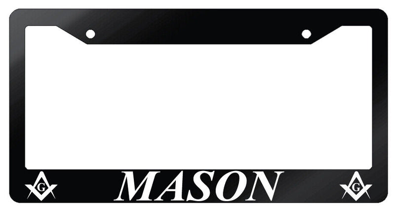 Mason w/LOGOS Glossy Black Plastic License Plate Frame  Mod-GRAPH9856236-7011