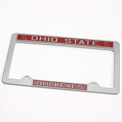 NCAA Ohio State Buckeyes Metal License Plate Frame - Pewter Look Design