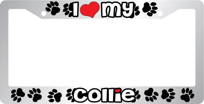 Chrome License Plate Frame I Heart My Collie Auto Accessory PETICULAR  Mod-GRAPH9856236-6609
