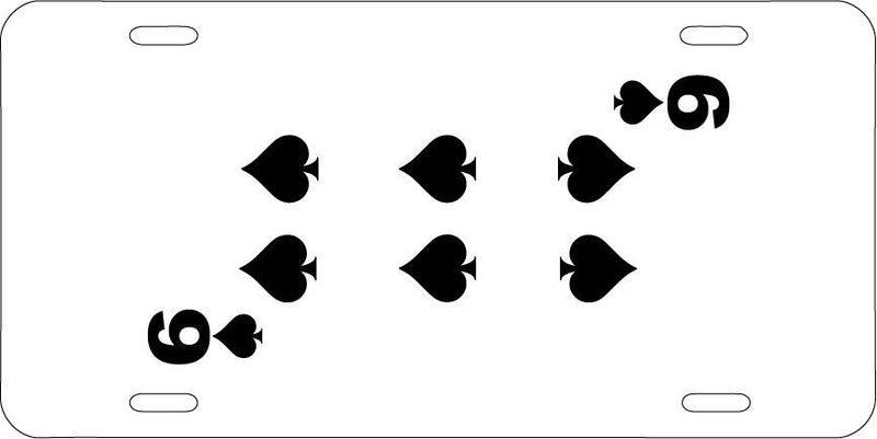 Six Of Spades White Vanity License Plate Mod-GRAPH9856236-7646
