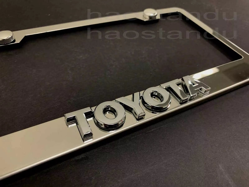 1x For Toyota 3D Emblem STAINLESS STEEL License Plate Frame RUST FREE (L)