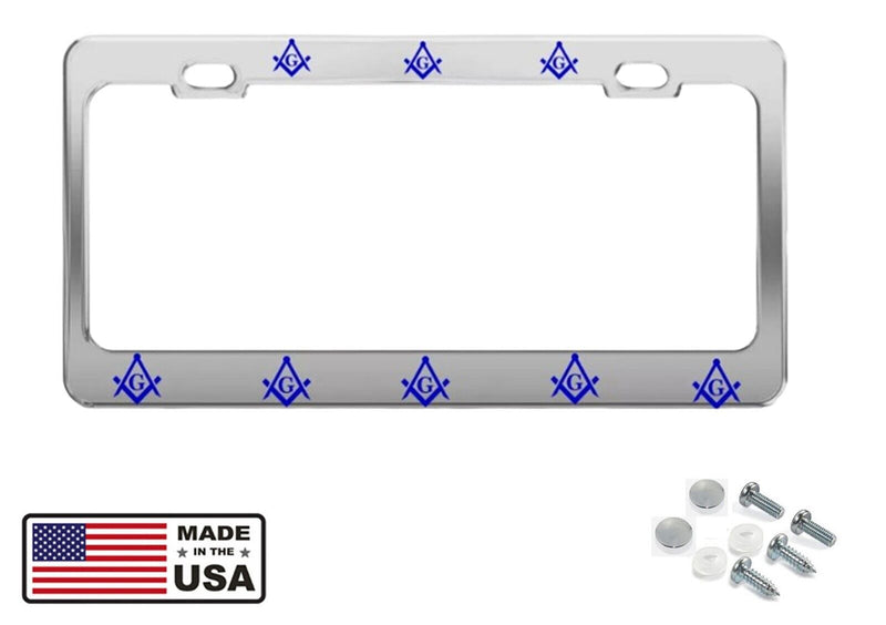 MASON Sign Chrome HEAVY DUTY Metal License Plate Frame Holder BLUE IMAGE