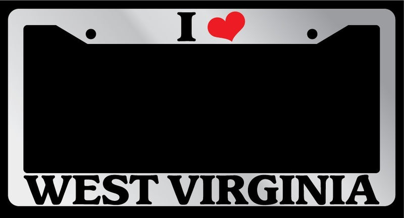 Chrome License Plate Frame "I Heart West Virginia" Auto Accessory Novelty  Mod-GRAPH9856236-6209