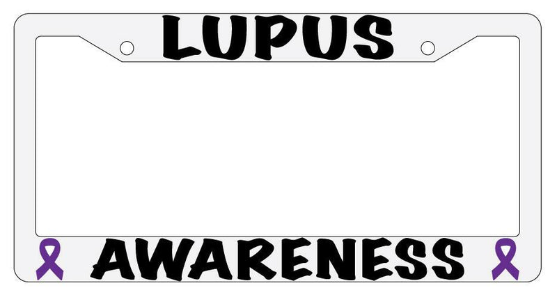 Lupus Awareness White Plastic License Plate Frame  Mod-GRAPH9856236-56