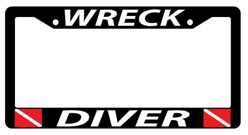 Black License Plate Frame WRECK DIVER w/FLAGS Auto Accessory  Mod-GRAPH9856236-1140
