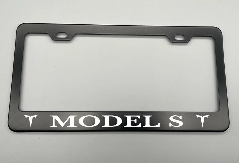 Model S BLACK Stainless Steel License Plate Frame laser engraved fit Tesla