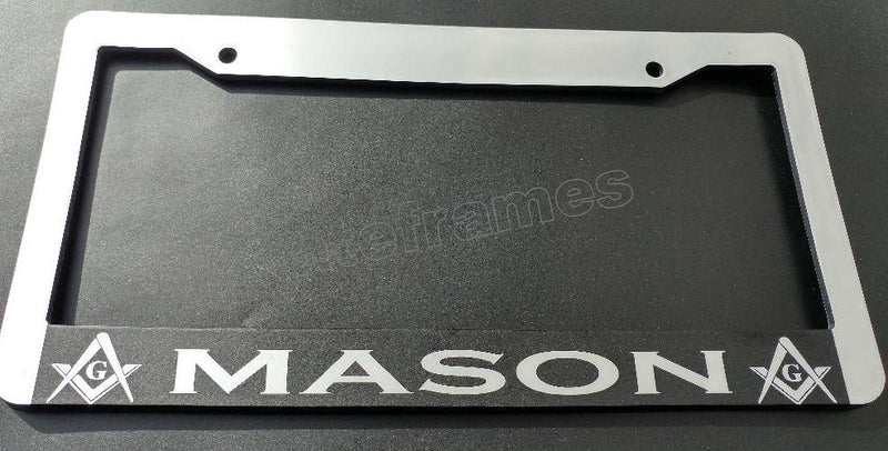 MASON CHROME PLASTIC FRAME outline MASON MASONIC MOSON License Plate Frame