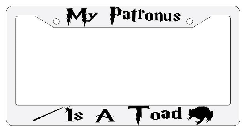 My Patronus is A Toad White Plastic License Plate Frame Auto Accessory  Mod-GRAPH9856236-3526
