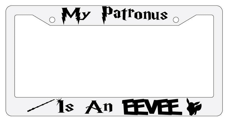 My Patronus is A Eevee White Plastic License Plate Frame Auto Accessory  Mod-GRAPH9856236-3555