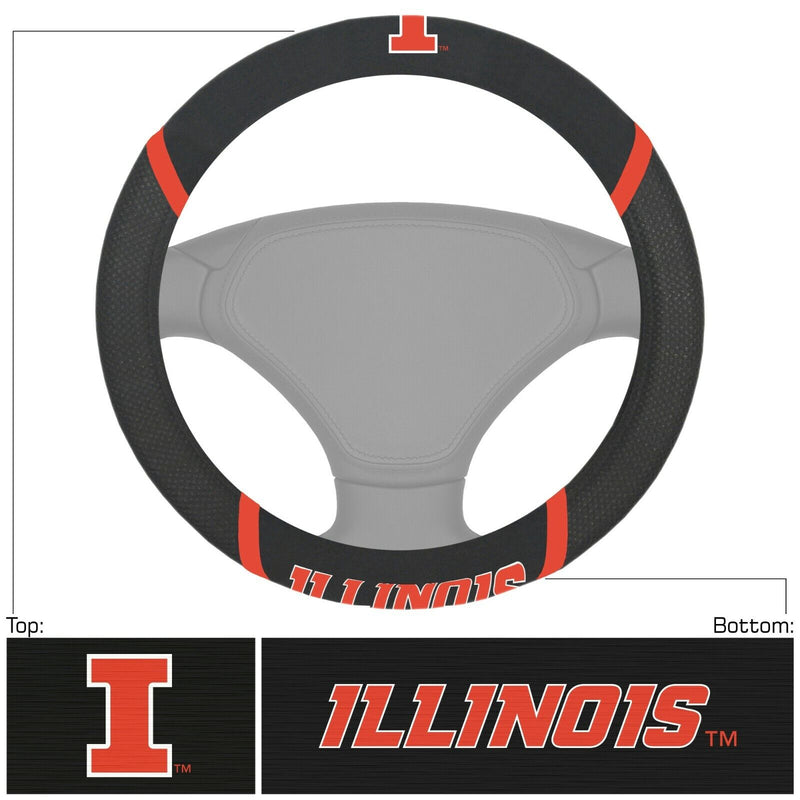 NCAA Illinois Fighting Illini Embroidered Steering Wheel Cover