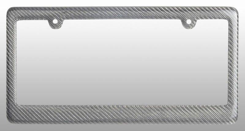 Real 100% Silver Carbon Fiber license plate frame cover original 3k twill