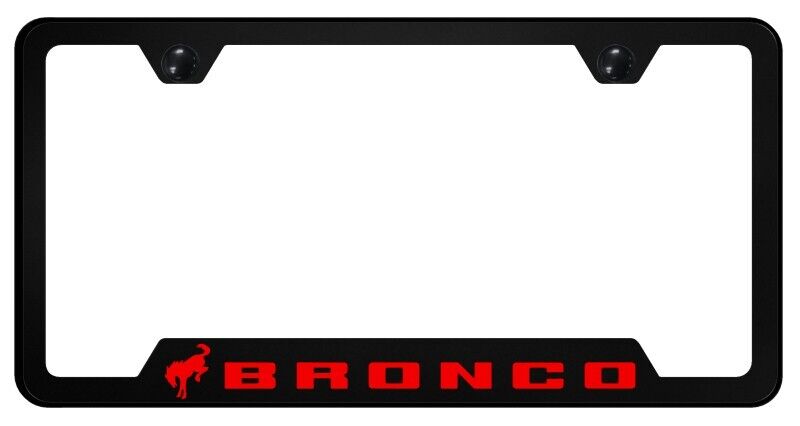 Ford Bronco Universal Unbreakable Black License Plate Frame - Red Logo