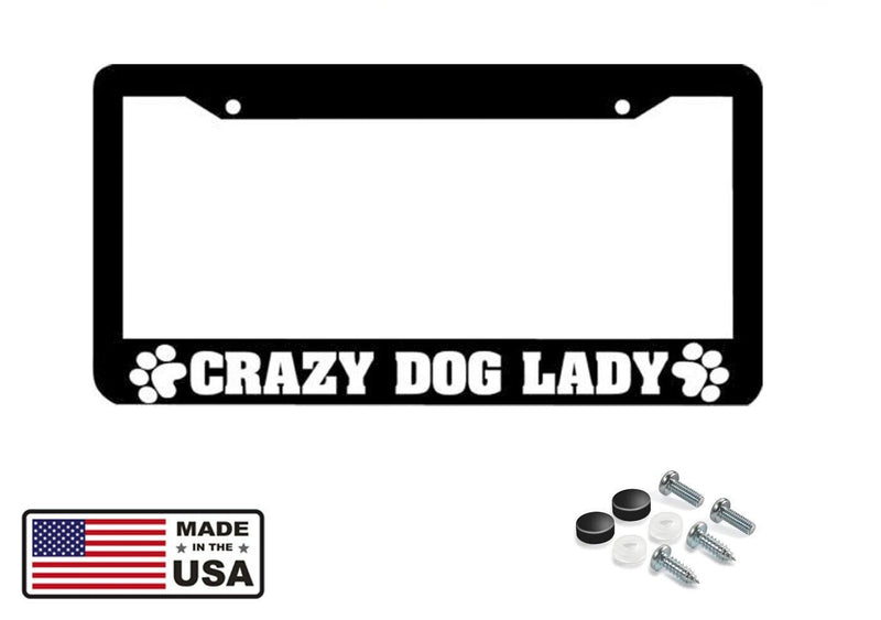 Crazy Dog Lady paw prints Funny License Plate Frame