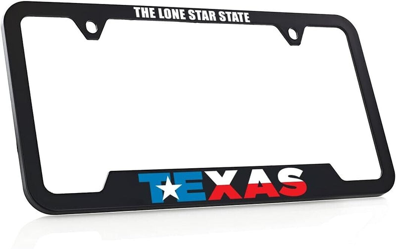 Texas Universal Black Stainless Steel License Plate Frame - The Lone Star State