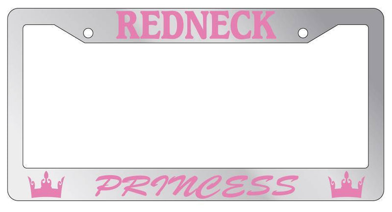 Chrome METAL License Plate Frame REDNECK PRINCESS Auto Accessory  Mod-GRAPH9856236-8034