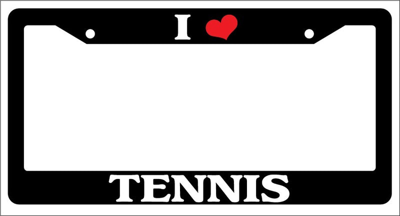 Black License Plate Frame "I Heart Tennis" Auto Accessory Novelty  Mod-GRAPH9856236-2901