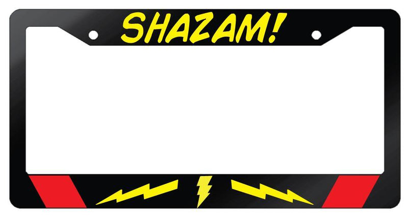Shazam Glossy Black Plastic License Plate Frame DC  Mod-GRAPH9856236-6982