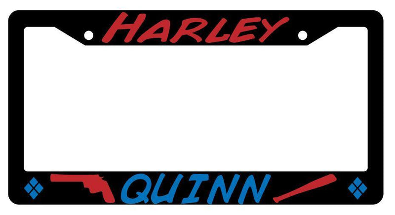 Harley Quinn (Gun/Bat Blue And Maroon) Black Plastic License Plate Frame DC  Mod-GRAPH9856236-3884