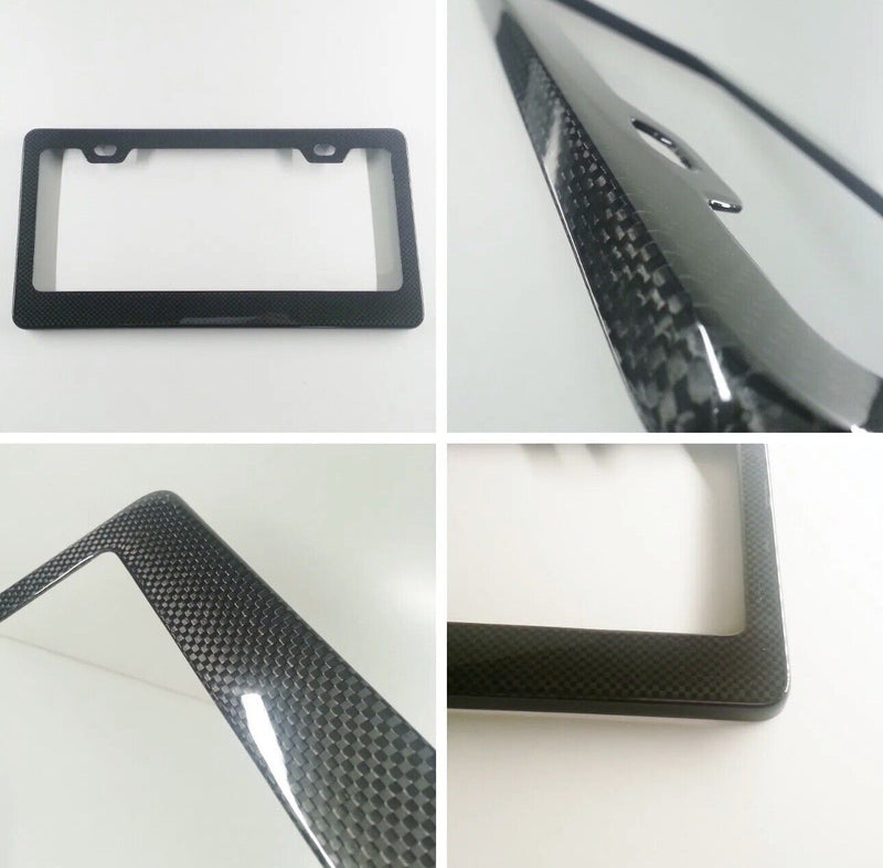 Genuine Real New Black Carbon Fiber License Plate Frame Light Weight Luxury