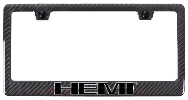 HEMI Black Logo Black Real 3K Carbon Fiber ABS Back License Plate Frame