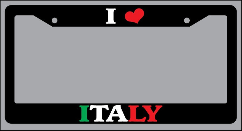 Black License Plate Frame "I Heart Italy Color" Auto Accessory 1490  Mod-GRAPH9856236-1400