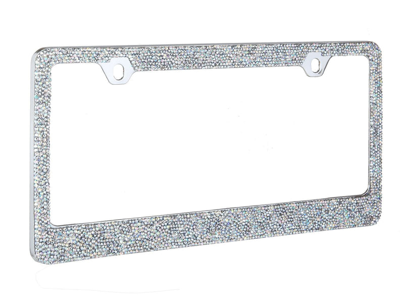 Rocking Bling Crystal Diamond Rhinestone License Plate Frame AB / Silver