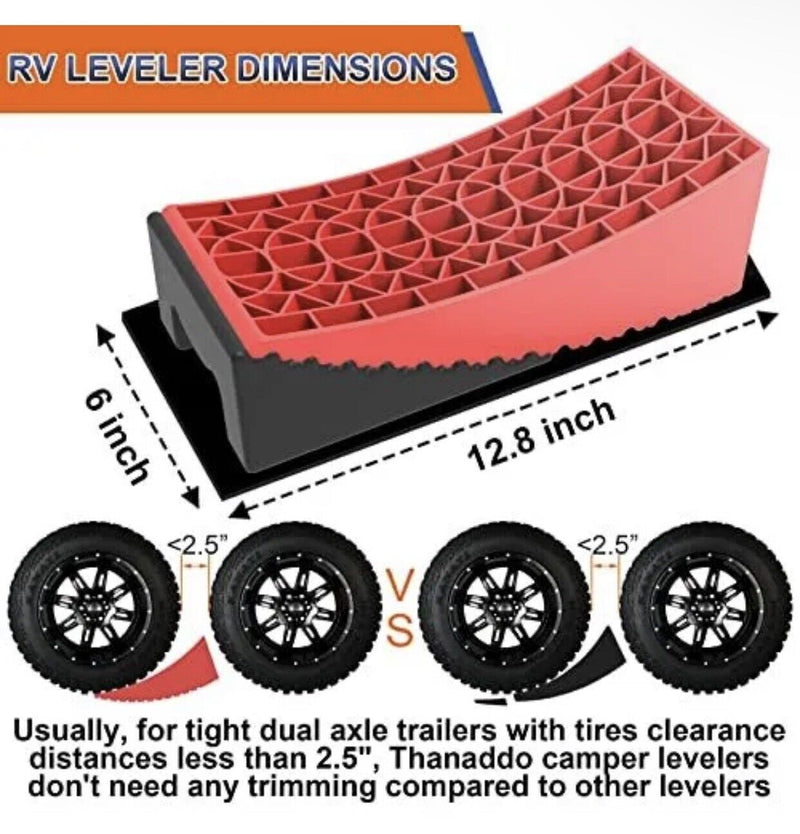 Camper Leveler RV Leveling Blocks Ramp Kit 2 Levelers 2 Chocks 2 Anti-Slip Mats