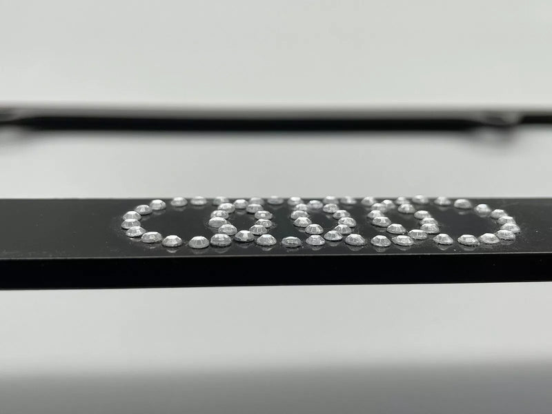 Rhinestones Audi 4Ring Black License Plate Frame (Aluminum), Road Legal, Front, Car, Stainless Steel