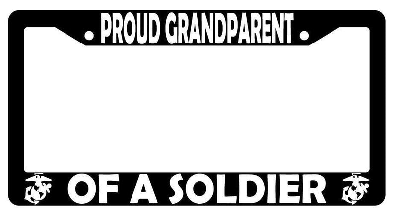 Proud Grandparent Of A Soldier (Marines) Black Plastic License Plate Frame  Mod-GRAPH9856236-3731