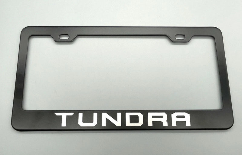 Toyota Tundra Black License Plate Frame Stainless Steel with Laser Engraved fit Toyota, Rear, Road Legal, Car