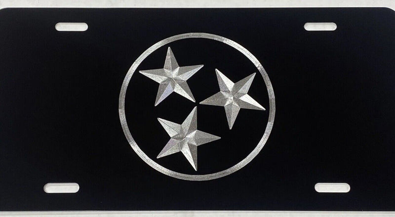 Engraved Tennessee TN State Flag Diamond Etched License Plate Metal Car Tag Gift