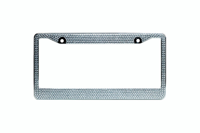 2 Metal All White Silver Bling Glitter Crystal RhineStone LicensePlate Frame Car