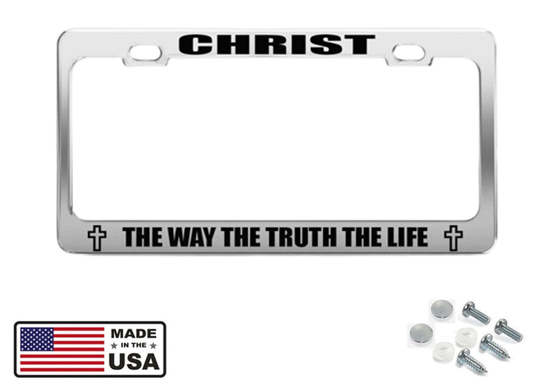 Metal License Plate Frame Christ The Way The Truth The Life Chome Metal Chrome
