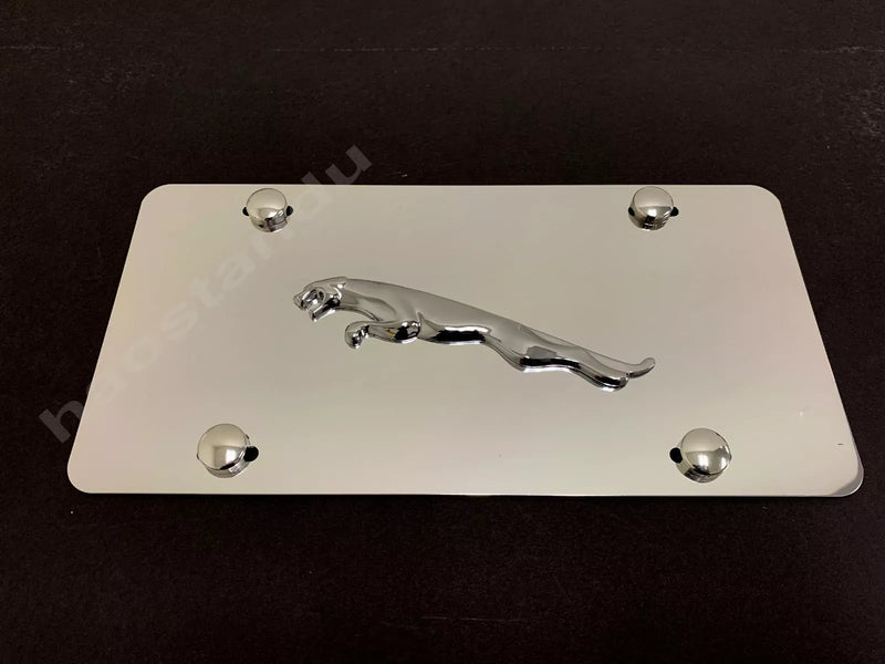 1x 3D "Jaguar LEAPER Badge" emblem Aluminum Mirror CHROME Front Plate RUST FREE