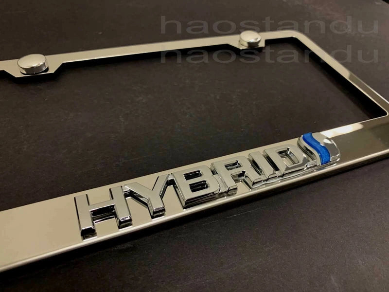 Toyota 3D Emblem Stainless Steel License Plate Frame HYBRID 1x , Silver, 1 Year Manufacturer Warranty, United States
