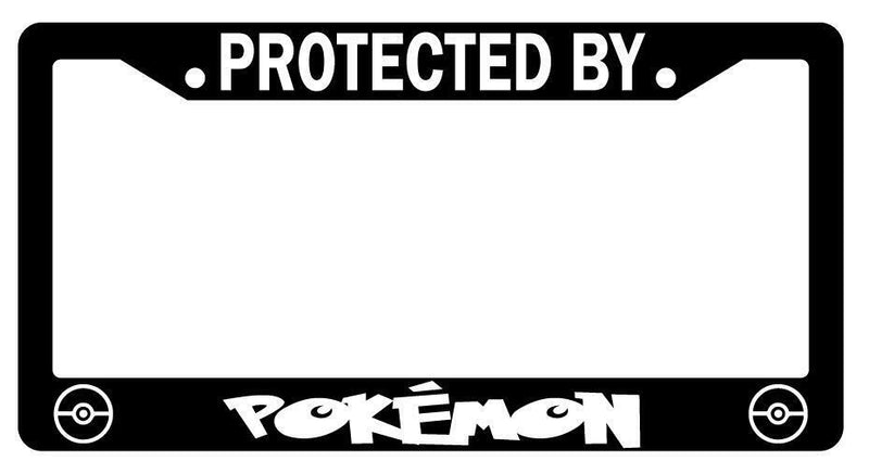 Protected By For Pokemon Black Plastic License Plate Frame For Pokemon  Mod-GRAPH9856236-2220