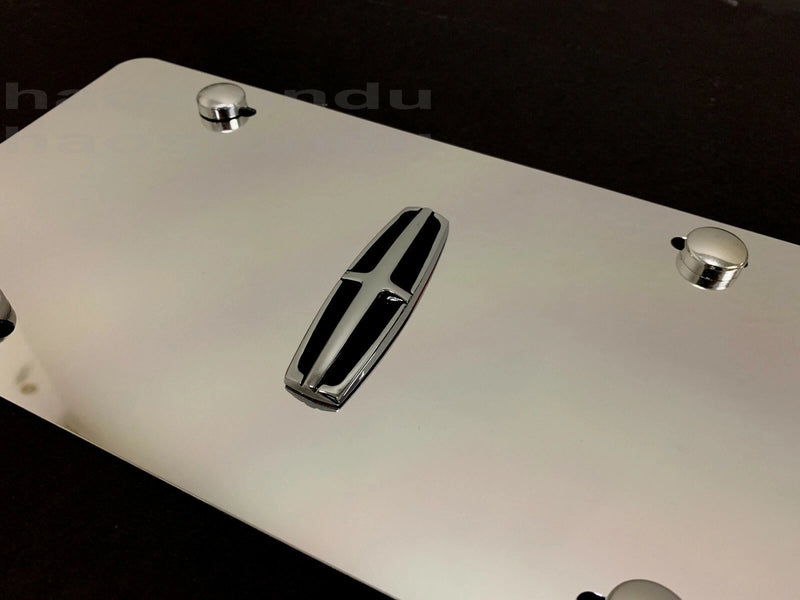 1x 3D "Lincoln Cross Logo" emblem Aluminum Mirror CHROME Front Plate RUST FREE