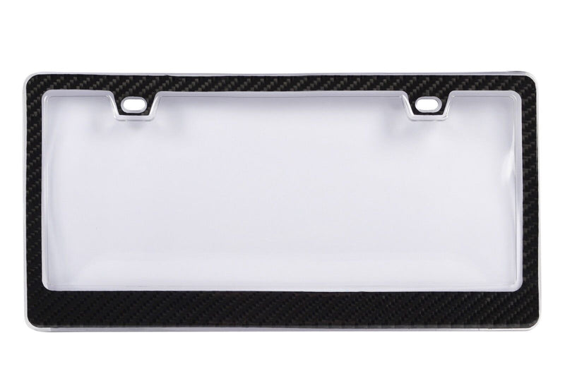 GENUINE 100% CARBON FIBER LICENSE Plate Frame COVER 3K With Clear Cover