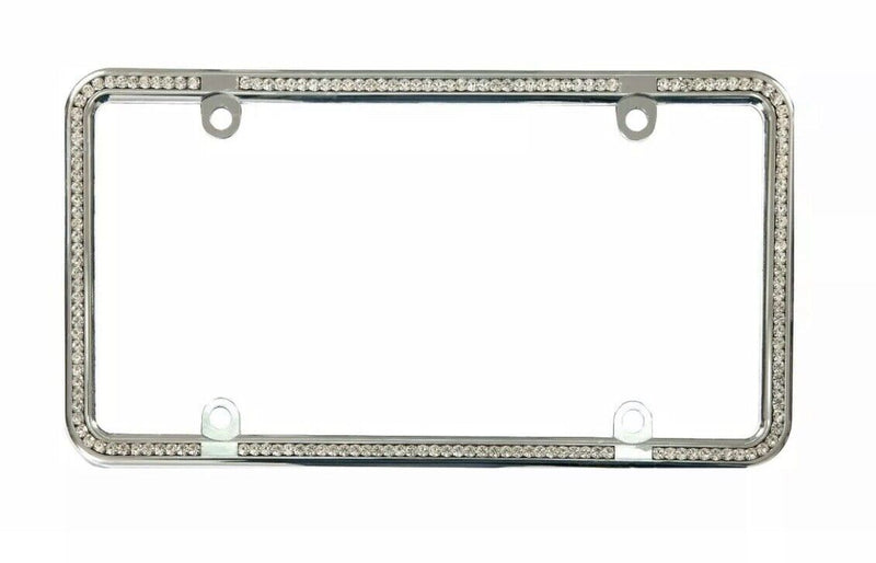 Chrome Diamonds/Crystals Bling Metal Car/Truck License Plate/Tag Frame 1 Holder