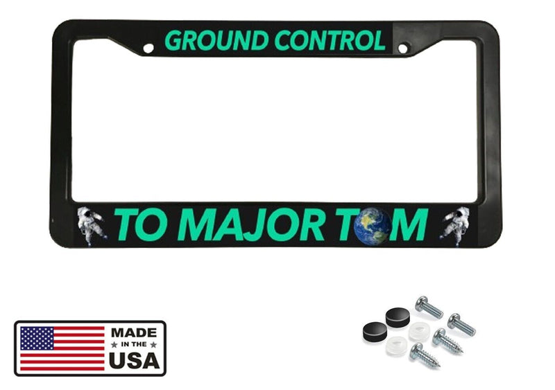 Ground Control Major Tom David Bowie Space Song Black License Plate Frame NEW