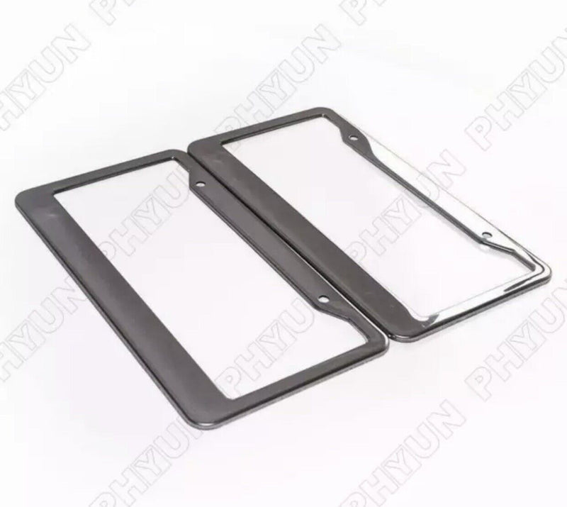 2pcs Chrome Stainless Steel US Car License Plate Frame Cover Holder w/ Screw Cap