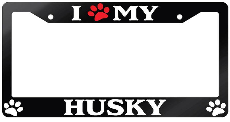Glossy Black License Plate Frame I (PAW) MY HUSKY Auto Accessory 424  Mod-GRAPH9856236-7096