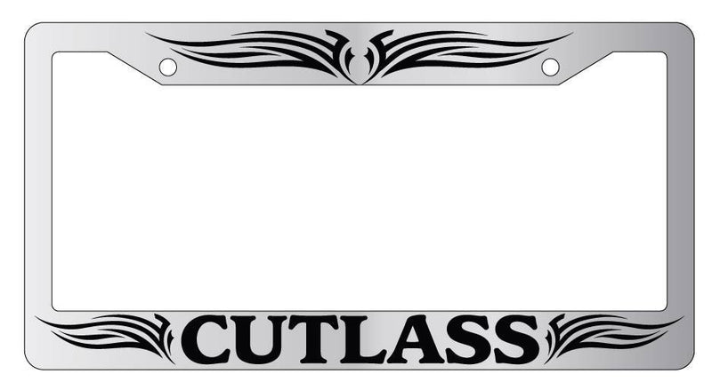 Chrome License Plate Frame Cutlass Tribal Design 1 Auto Accessory 1971  Mod-GRAPH9856236-6883