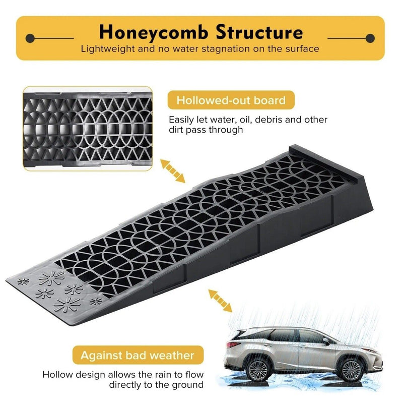 BLVD Ramps Low Profile Plastic Car Service Ramps 6 Ton Truck Vehicle - 4 Pack